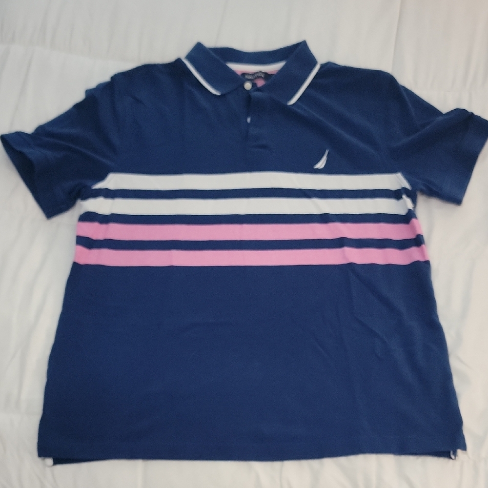 Nautica Navy Striped Polo Shirt